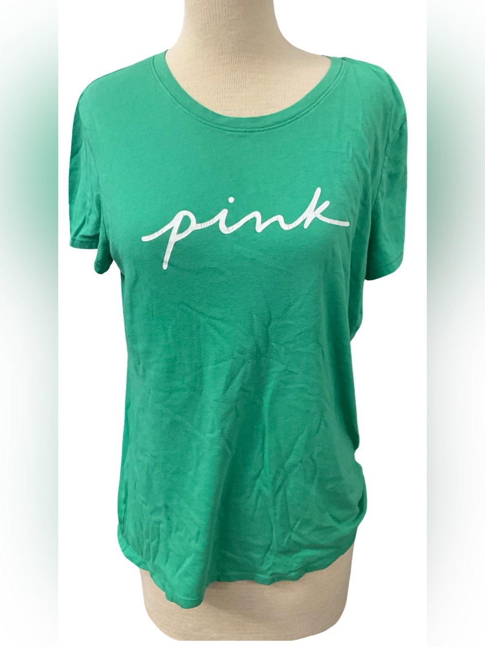 Victoria’s Secret PINK Green Logo Graphic T-Shirt Size L